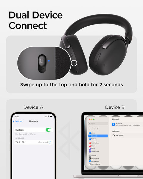 TALIX H50  Adaptive Noise Cancelling  Wireless Headphones
