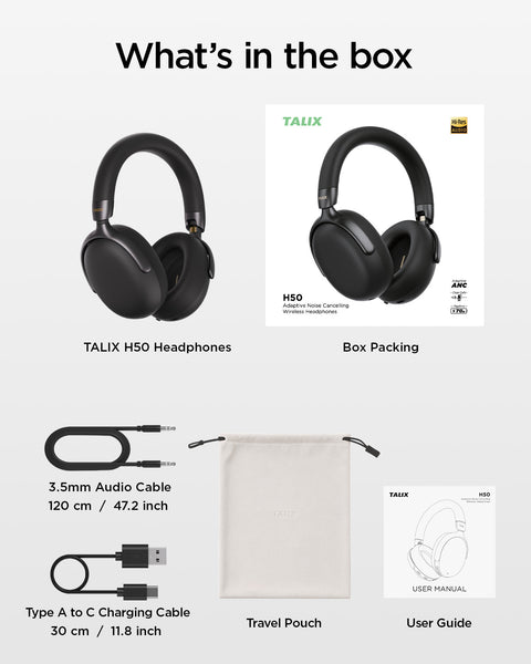 TALIX H50  Adaptive Noise Cancelling  Wireless Headphones